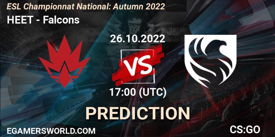 HEET - Falcons: ennuste. 26.10.2022 at 17:00, Counter-Strike (CS2), ESL Championnat National: Autumn 2022
