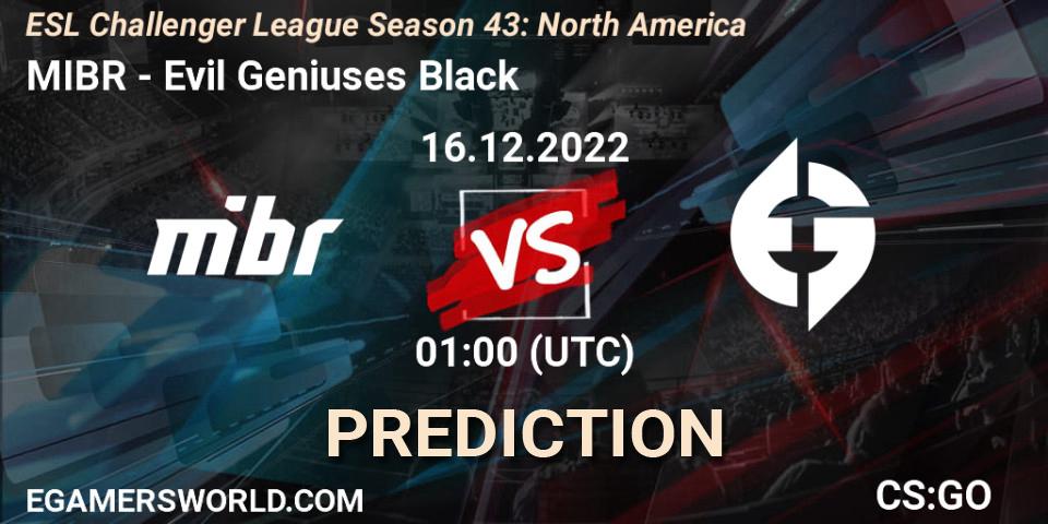 MIBR - Evil Geniuses Black: ennuste. 16.12.2022 at 01:00, Counter-Strike (CS2), ESL Challenger League Season 43: North America