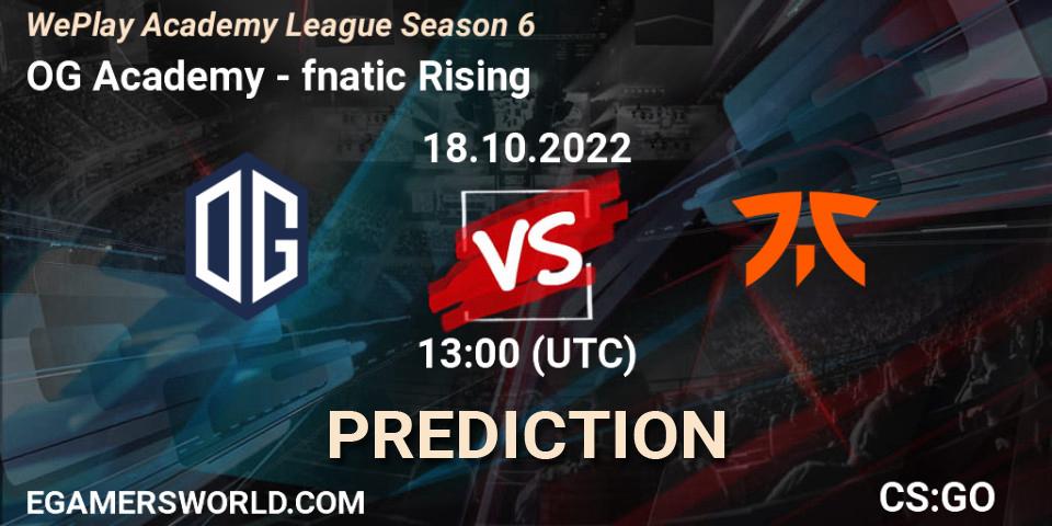 OG Academy - fnatic Rising: ennuste. 18.10.2022 at 13:05, Counter-Strike (CS2), WePlay Academy League Season 6
