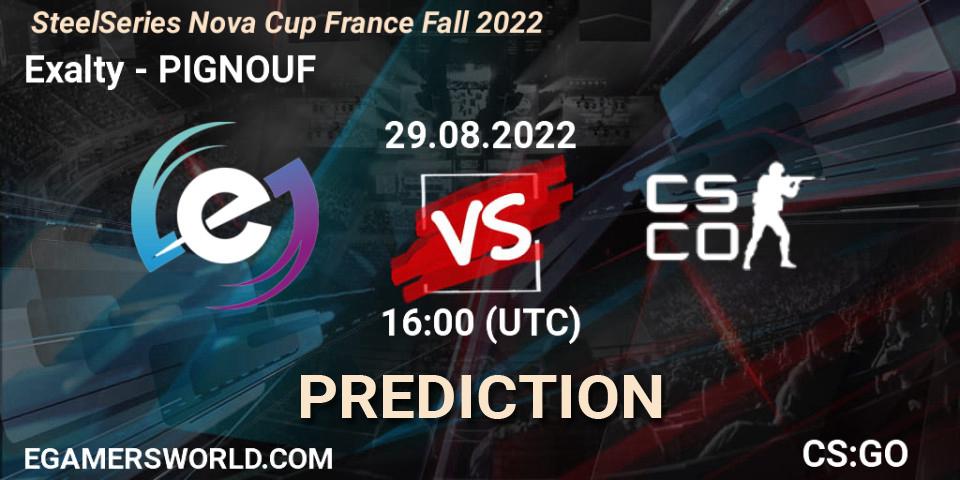 Exalty - PIGNOUF: ennuste. 29.08.2022 at 16:00, Counter-Strike (CS2), SteelSeries Nova Cup France Fall 2022