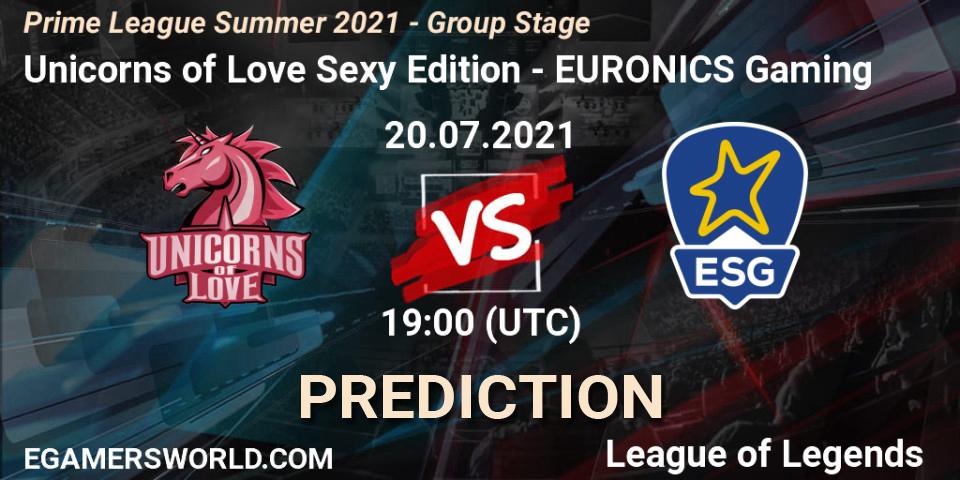 Unicorns of Love Sexy Edition - EURONICS Gaming: ennuste. 20.07.21, LoL, Prime League Summer 2021 - Group Stage