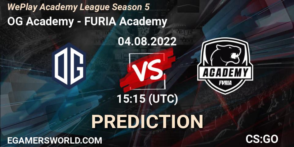 OG Academy - FURIA Academy: ennuste. 04.08.2022 at 14:55, Counter-Strike (CS2), WePlay Academy League Season 5