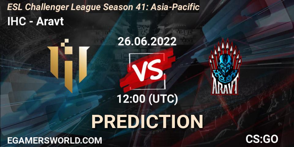 IHC - Aravt: ennuste. 26.06.2022 at 12:00, Counter-Strike (CS2), ESL Challenger League Season 41: Asia-Pacific