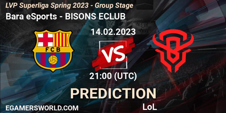 Barça eSports - BISONS ECLUB: ennuste. 14.02.2023 at 21:00, LoL, LVP Superliga Spring 2023 - Group Stage