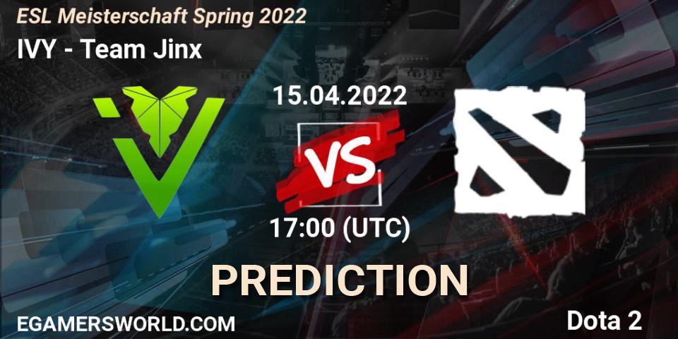 IVY - Team Jinx: ennuste. 22.04.2022 at 18:02, Dota 2, ESL Meisterschaft Spring 2022