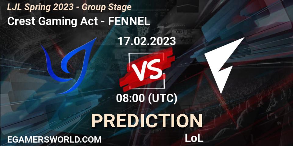 Crest Gaming Act - FENNEL: ennuste. 17.02.2023 at 08:00, LoL, LJL Spring 2023 - Group Stage