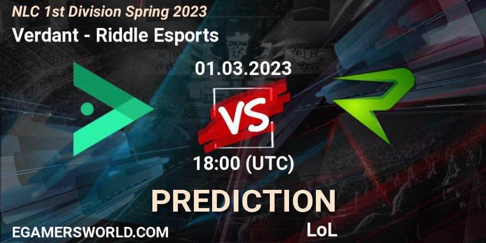 Verdant - Riddle Esports: ennuste. 07.02.2023 at 20:00, LoL, NLC 1st Division Spring 2023