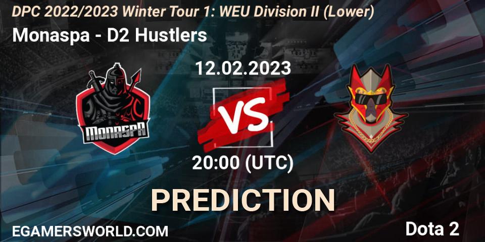 Monaspa - D2 Hustlers: ennuste. 12.02.23, Dota 2, DPC 2022/2023 Winter Tour 1: WEU Division II (Lower)