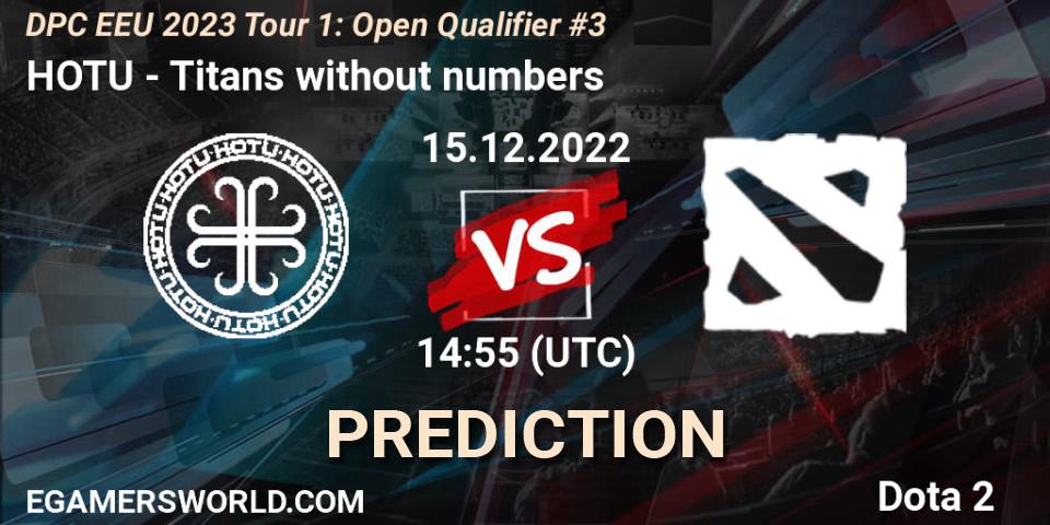 HOTU - Titans without numbers: ennuste. 15.12.2022 at 14:55, Dota 2, DPC EEU 2023 Tour 1: Open Qualifier #3
