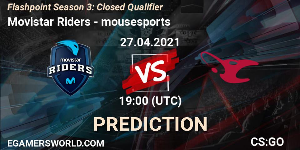 Movistar Riders - mousesports: ennuste. 27.04.2021 at 20:00, Counter-Strike (CS2), Flashpoint Season 3: Closed Qualifier