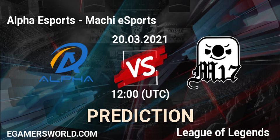 Alpha Esports - Machi eSports: ennuste. 20.03.2021 at 12:00, LoL, PCS Spring 2021 - Group Stage