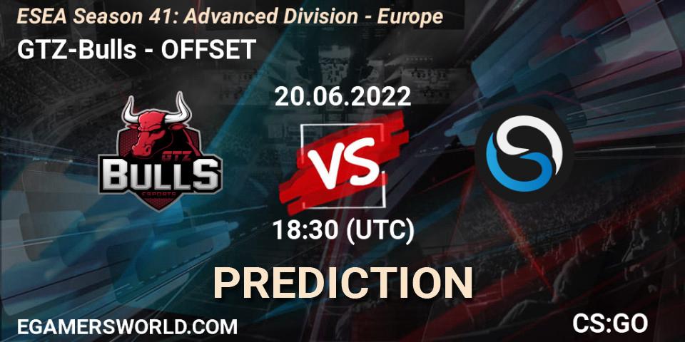 GTZ-Bulls - OFFSET: ennuste. 21.06.22, CS2 (CS:GO), ESEA Season 41: Advanced Division - Europe