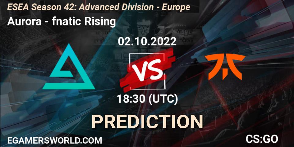 Aurora - fnatic Rising: ennuste. 03.10.22, CS2 (CS:GO), ESEA Season 42: Advanced Division - Europe