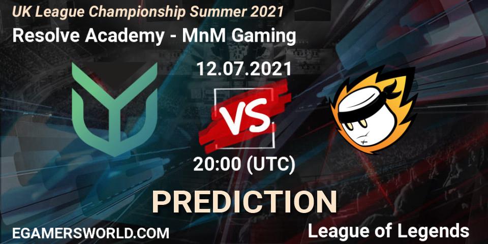Resolve Academy - MnM Gaming: ennuste. 12.07.2021 at 20:00, LoL, UK League Championship Summer 2021