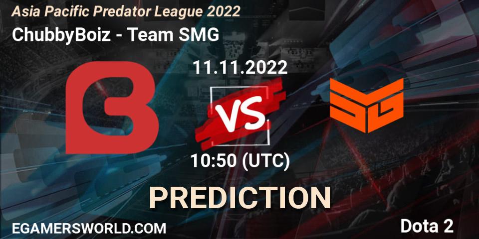 ChubbyBoiz - Team SMG: ennuste. 11.11.2022 at 10:49, Dota 2, Asia Pacific Predator League 2022