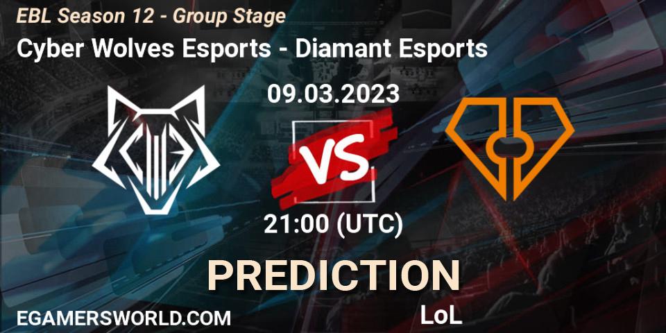 Cyber Wolves Esports - Diamant Esports: ennuste. 09.03.23, LoL, EBL Season 12 - Group Stage