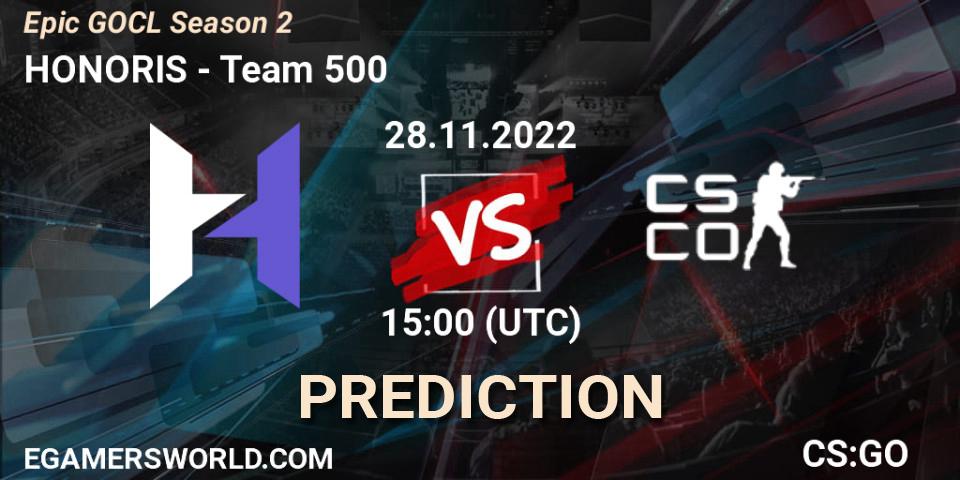 HONORIS - Team 500: ennuste. 28.11.22, CS2 (CS:GO), Epic GOCL Season 2