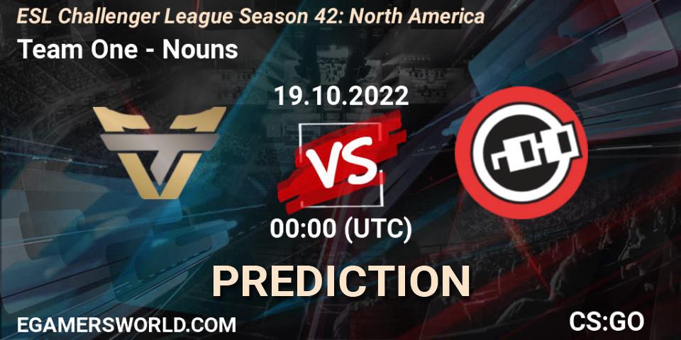 Team One - Nouns: ennuste. 19.10.2022 at 00:00, Counter-Strike (CS2), ESL Challenger League Season 42: North America