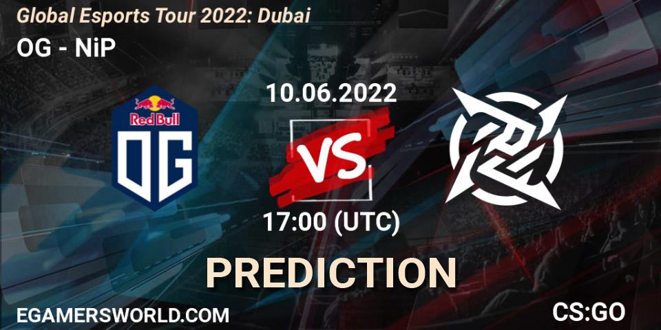 OG - NiP: ennuste. 10.06.2022 at 17:00, Counter-Strike (CS2), Global Esports Tour 2022: Dubai