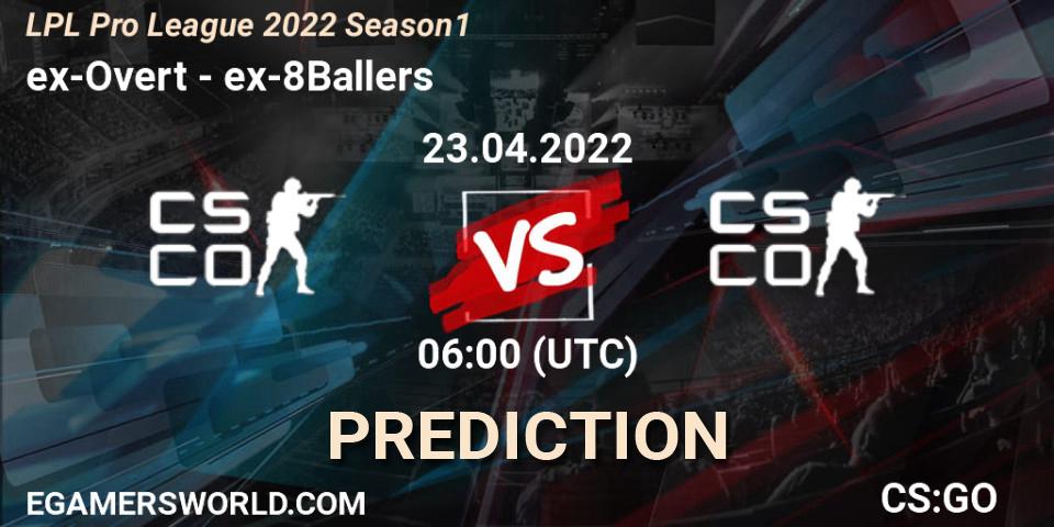 ex-Overt - ex-8Ballers: ennuste. 23.04.2022 at 06:00, Counter-Strike (CS2), LPL Pro League 2022 Season 1