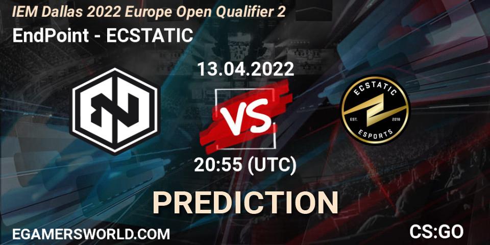 EndPoint - ECSTATIC: ennuste. 13.04.2022 at 20:55, Counter-Strike (CS2), IEM Dallas 2022 Europe Open Qualifier 2