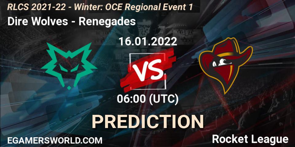 Dire Wolves - Renegades: ennuste. 16.01.22, Rocket League, RLCS 2021-22 - Winter: OCE Regional Event 1