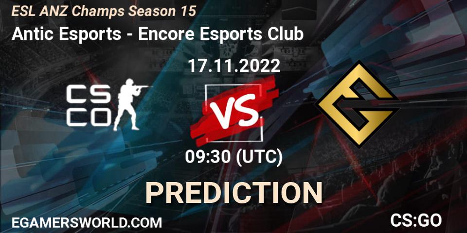 Antic Esports - Encore Esports Club: ennuste. 17.11.22, CS2 (CS:GO), ESL ANZ Champs Season 15