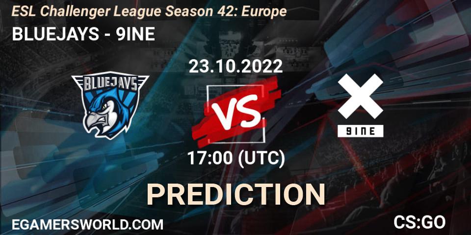 BLUEJAYS - 9INE: ennuste. 23.10.2022 at 17:00, Counter-Strike (CS2), ESL Challenger League Season 42: Europe