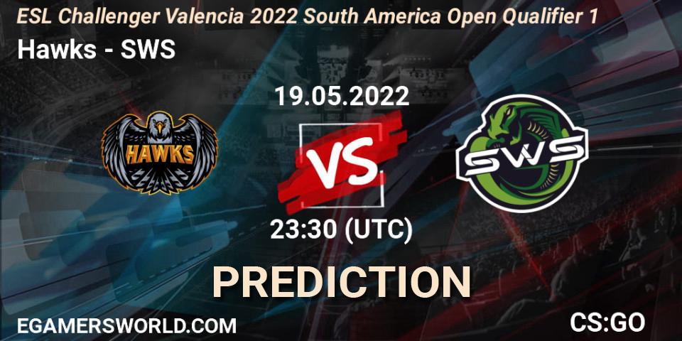 Hawks - SWS: ennuste. 19.05.2022 at 23:30, Counter-Strike (CS2), ESL Challenger Valencia 2022 South America Open Qualifier 1