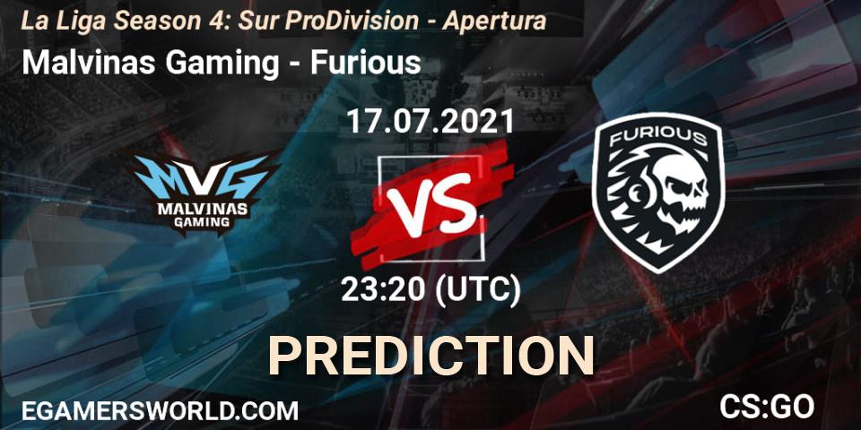 Malvinas Gaming - Furious: ennuste. 17.07.2021 at 23:20, Counter-Strike (CS2), La Liga Season 4: Sur Pro Division - Apertura
