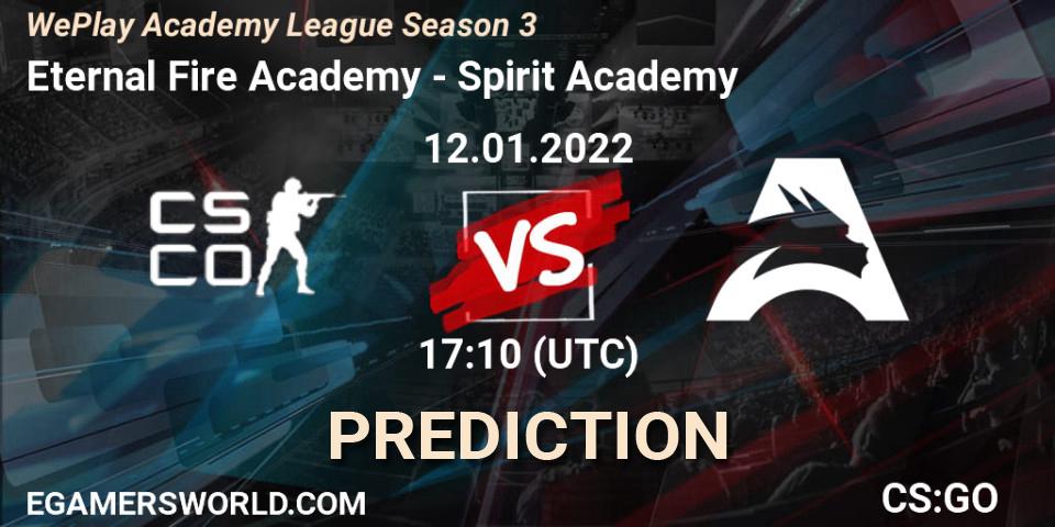 Eternal Fire Academy - Spirit Academy: ennuste. 12.01.2022 at 17:10, Counter-Strike (CS2), WePlay Academy League Season 3