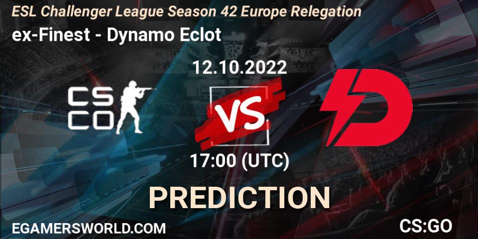 ex-Finest - Dynamo Eclot: ennuste. 12.10.2022 at 19:00, Counter-Strike (CS2), ESL Challenger League Season 42 Europe Relegation