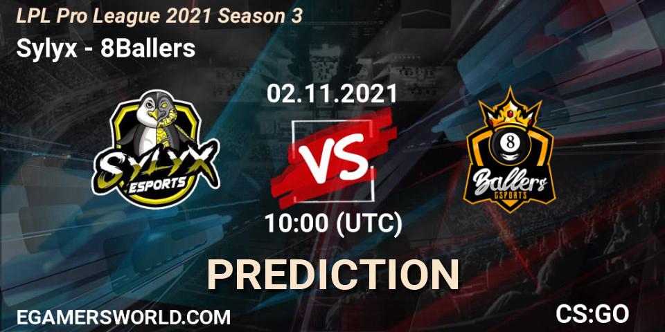 Sylyx - 8Ballers: ennuste. 02.11.2021 at 10:00, Counter-Strike (CS2), LPL Pro League 2021 Season 3