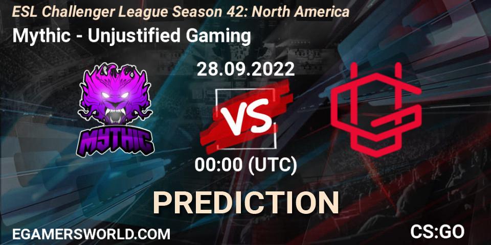 Mythic - Unjustified Gaming: ennuste. 28.09.2022 at 00:00, Counter-Strike (CS2), ESL Challenger League Season 42: North America