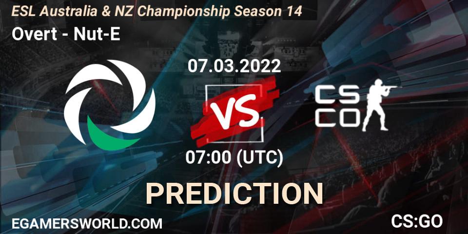 Overt - Nut-E Gaming: ennuste. 07.03.2022 at 07:00, Counter-Strike (CS2), ESL ANZ Champs Season 14