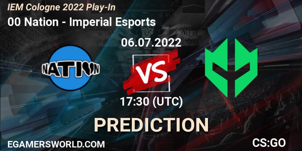 00 Nation - Imperial Esports: ennuste. 06.07.2022 at 18:30, Counter-Strike (CS2), IEM Cologne 2022 Play-In