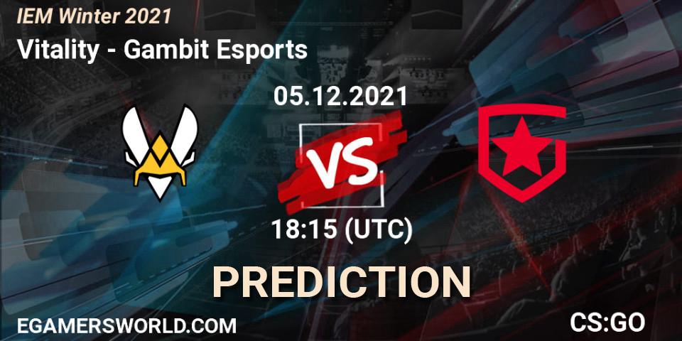 Vitality - Gambit Esports: ennuste. 05.12.2021 at 18:30, Counter-Strike (CS2), IEM Winter 2021