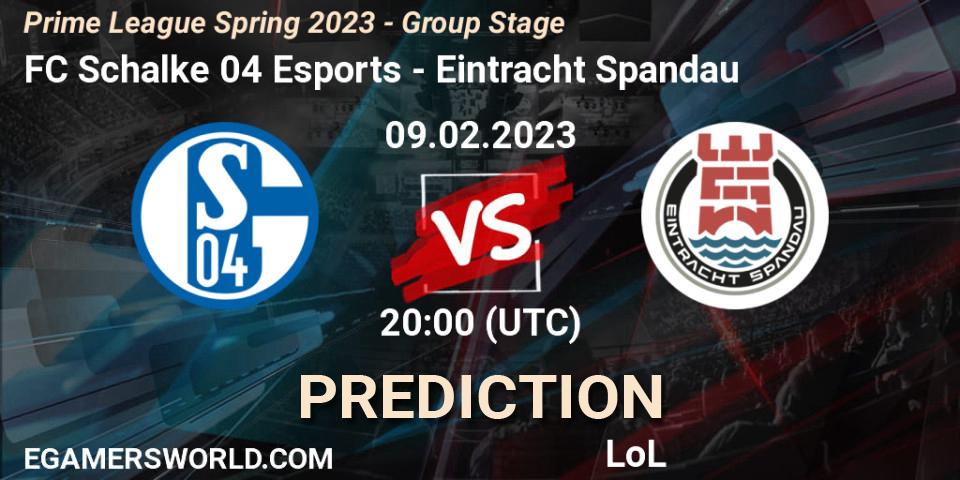 FC Schalke 04 Esports - Eintracht Spandau: ennuste. 09.02.23, LoL, Prime League Spring 2023 - Group Stage