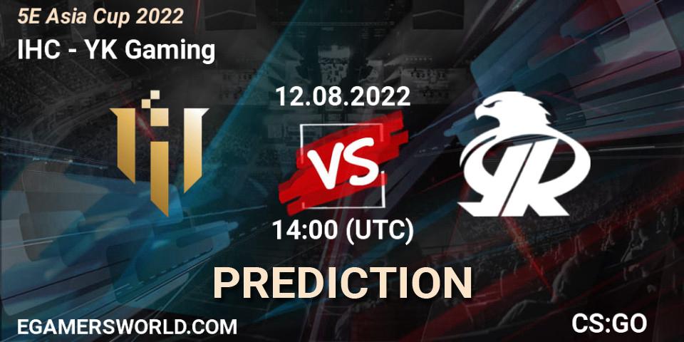 IHC - YK Gaming: ennuste. 12.08.2022 at 14:00, Counter-Strike (CS2), 5E Asia Cup 2022