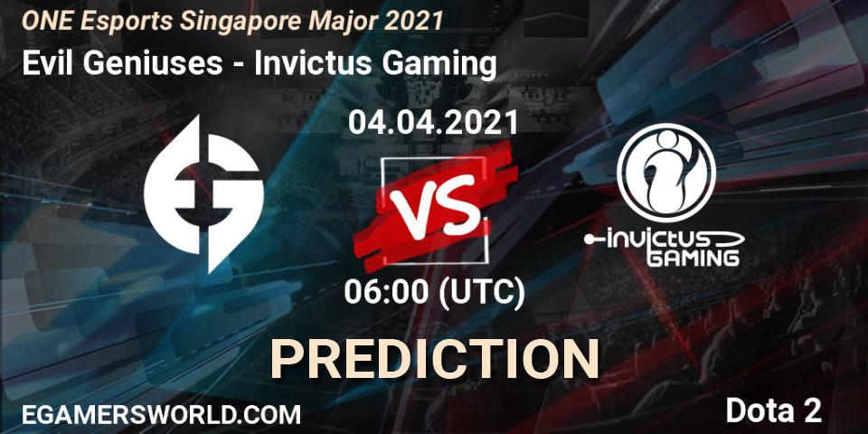Evil Geniuses - Invictus Gaming: ennuste. 04.04.21, Dota 2, ONE Esports Singapore Major 2021
