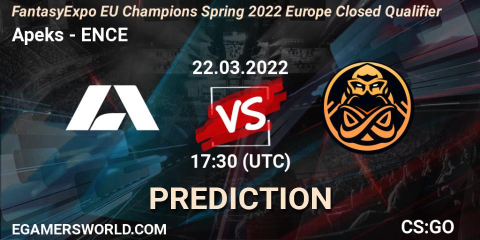 Apeks - ENCE: ennuste. 22.03.2022 at 17:30, Counter-Strike (CS2), FantasyExpo EU Champions Spring 2022 Europe Closed Qualifier