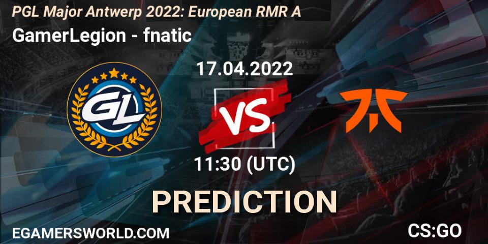 GamerLegion - fnatic: ennuste. 17.04.2022 at 11:05, Counter-Strike (CS2), PGL Major Antwerp 2022: European RMR A