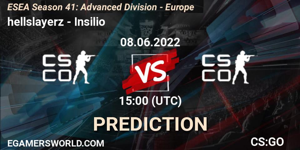 hellslayerz - Insilio: ennuste. 08.06.2022 at 15:00, Counter-Strike (CS2), ESEA Season 41: Advanced Division - Europe