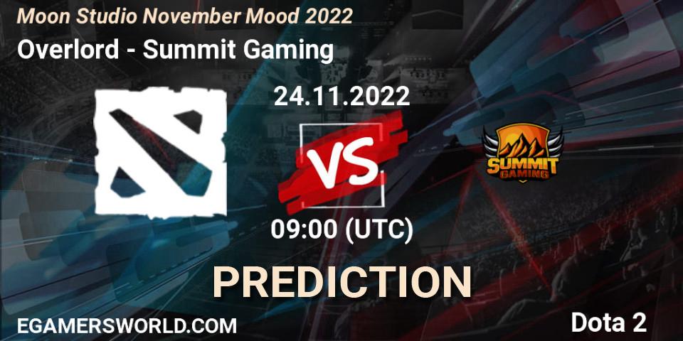 Overlord - Summit Gaming: ennuste. 24.11.2022 at 09:06, Dota 2, Moon Studio November Mood 2022