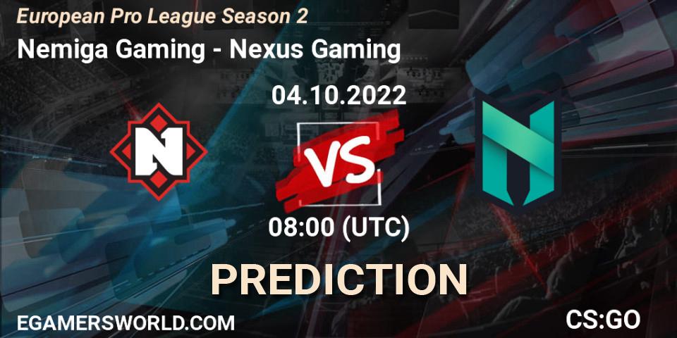 Nemiga Gaming - Nexus Gaming: ennuste. 04.10.2022 at 08:00, Counter-Strike (CS2), European Pro League Season 2