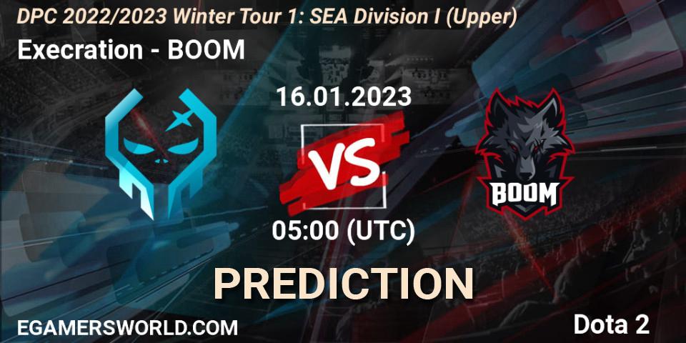 Execration - BOOM: ennuste. 16.01.23, Dota 2, DPC 2022/2023 Winter Tour 1: SEA Division I (Upper)