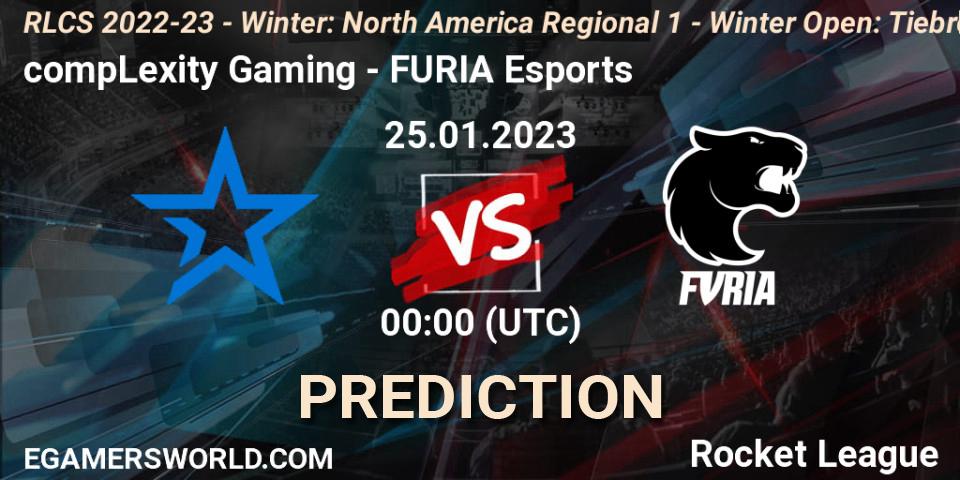 compLexity Gaming - FURIA Esports: ennuste. 25.01.2023 at 01:00, Rocket League, RLCS 2022-23 - Winter: North America Regional 1 - Winter Open: Tiebreaker