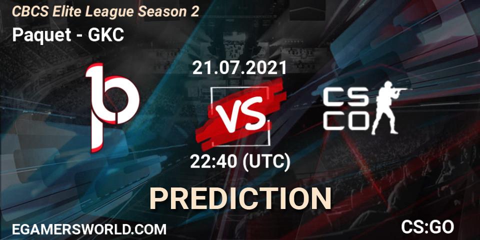 Paquetá - GKC: ennuste. 21.07.2021 at 22:40, Counter-Strike (CS2), CBCS Elite League Season 2