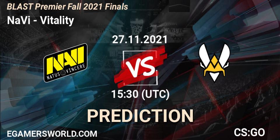 NaVi - Vitality: ennuste. 27.11.2021 at 16:55, Counter-Strike (CS2), BLAST Premier Fall 2021 Finals