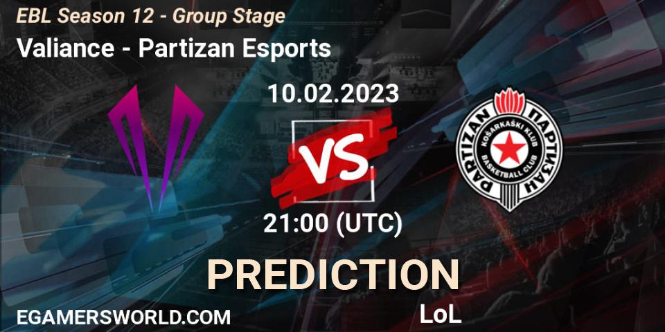 Valiance - Partizan Esports: ennuste. 10.02.23, LoL, EBL Season 12 - Group Stage